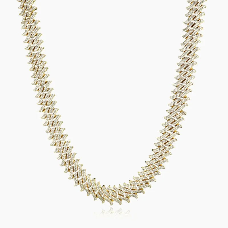 16MM ICED SPIKED CUBAN CHAIN - GOLD