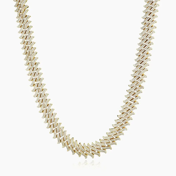 16MM ICED SPIKED CUBAN CHAIN - GOLD