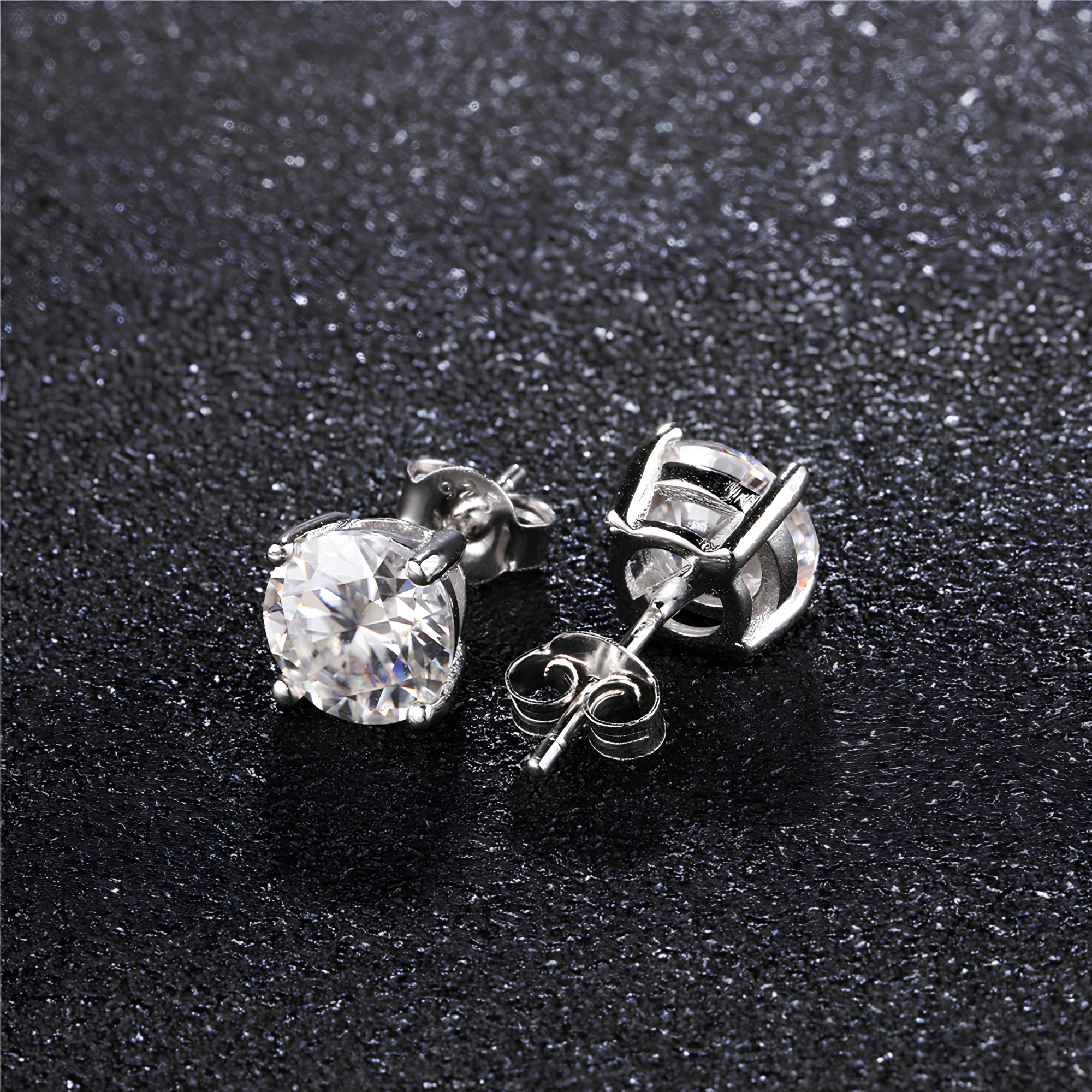 5MM MOISSANITE STUD EARRINGS - 925 STERLING SILVER