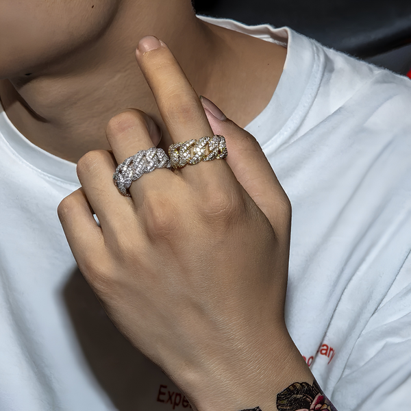 ICED CUBAN LINK RING - GOLD