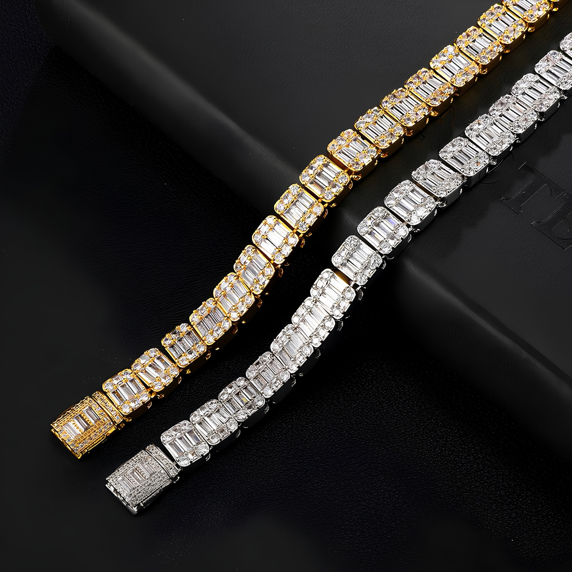 9MM ICED BAGUETTE TENNIS BRACELET - SILVER