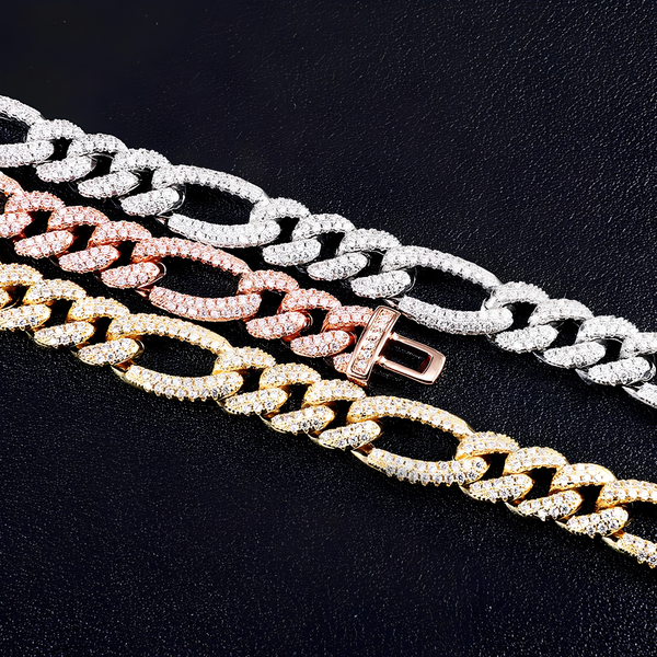 10MM ICED FIGARO BRACELET - SILVER