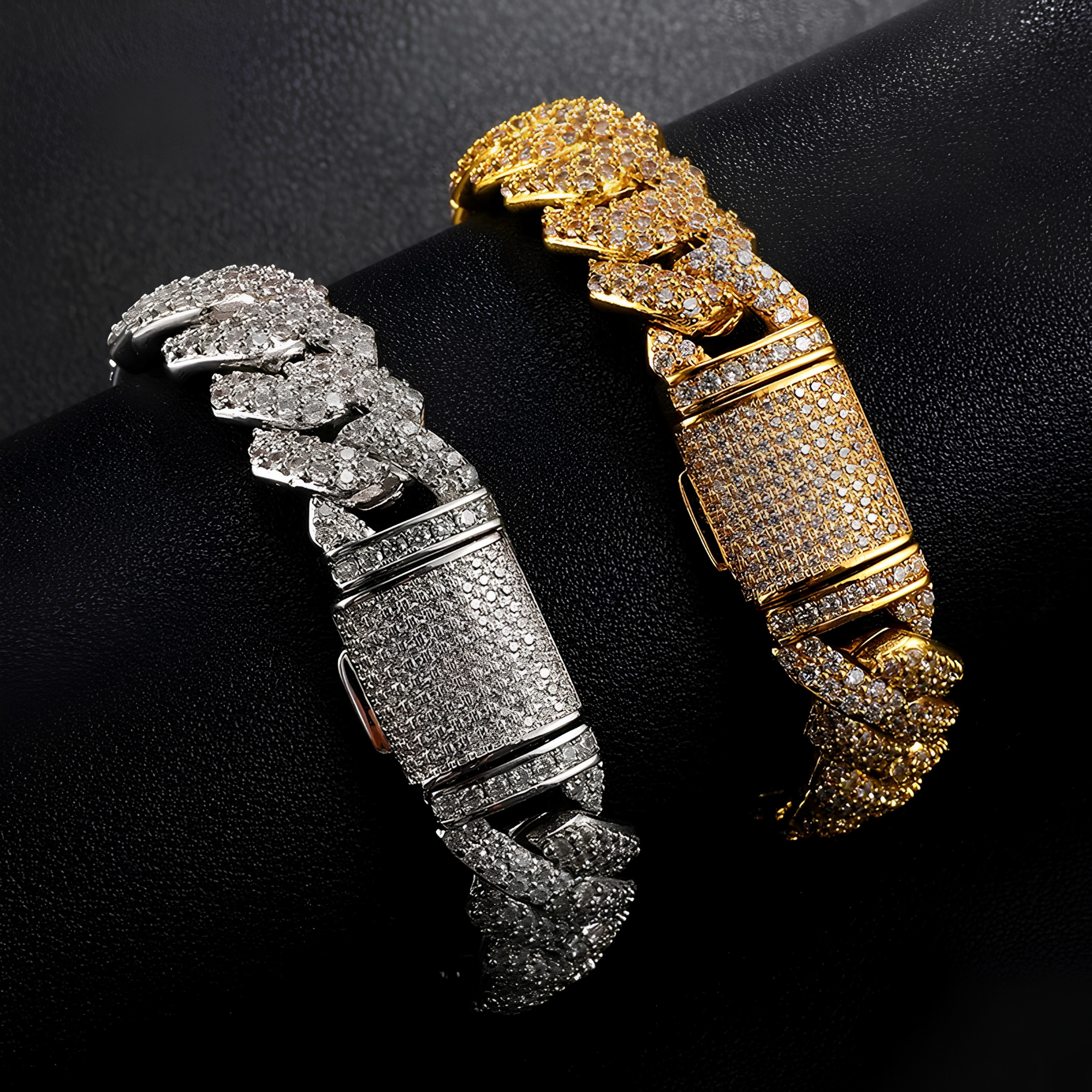 14MM ICED PRONG CUBAN BRACELET - SILVER