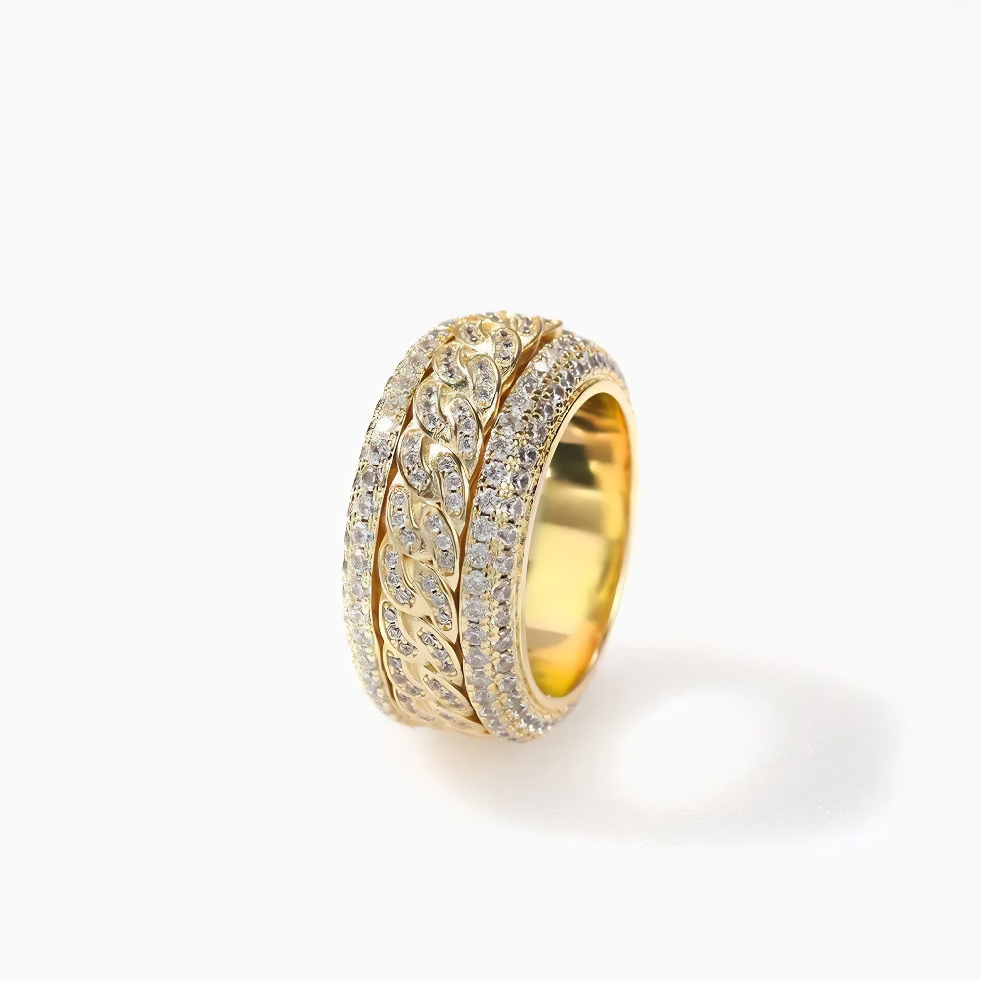 ICED SPINNING CUBAN RING - GOLD