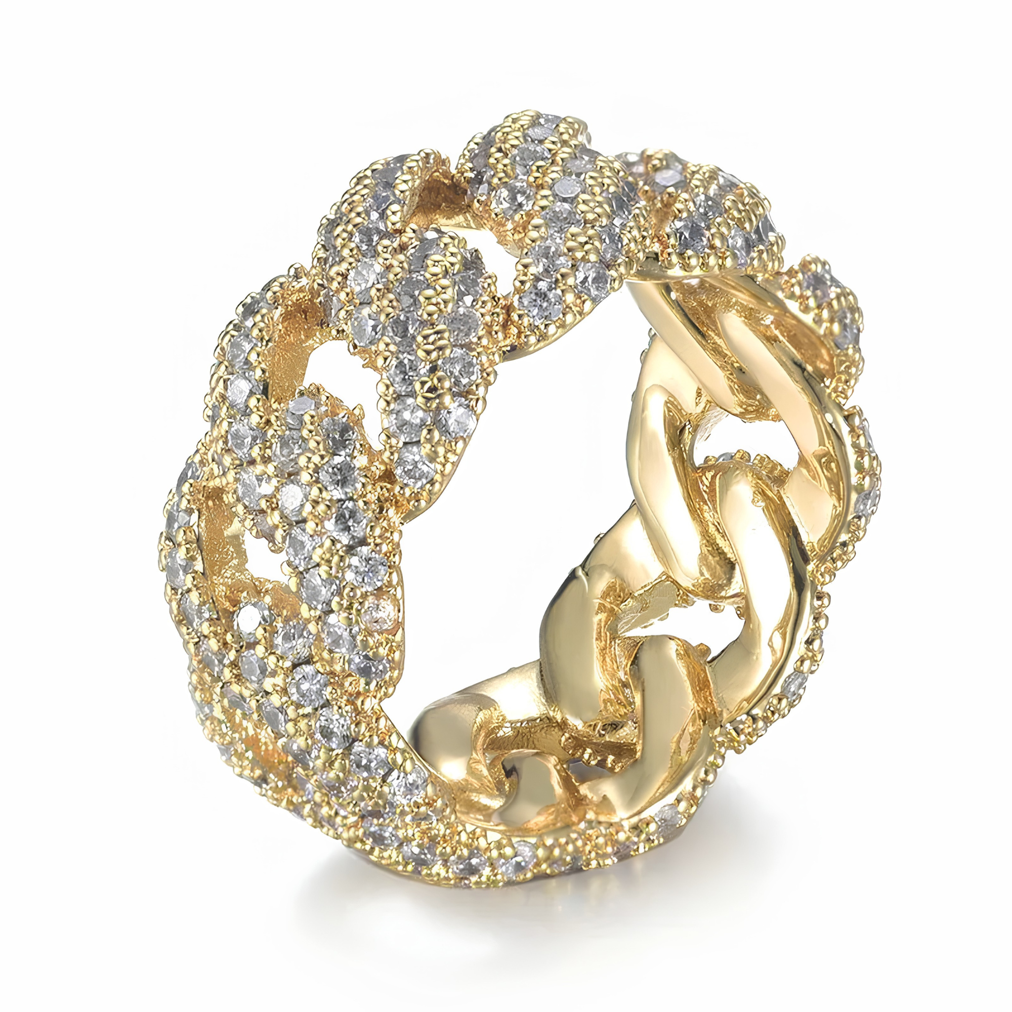 ICED CUBAN LINK RING - GOLD