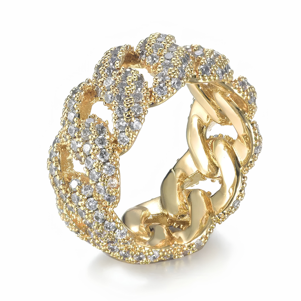 ICED CUBAN LINK RING - GOLD