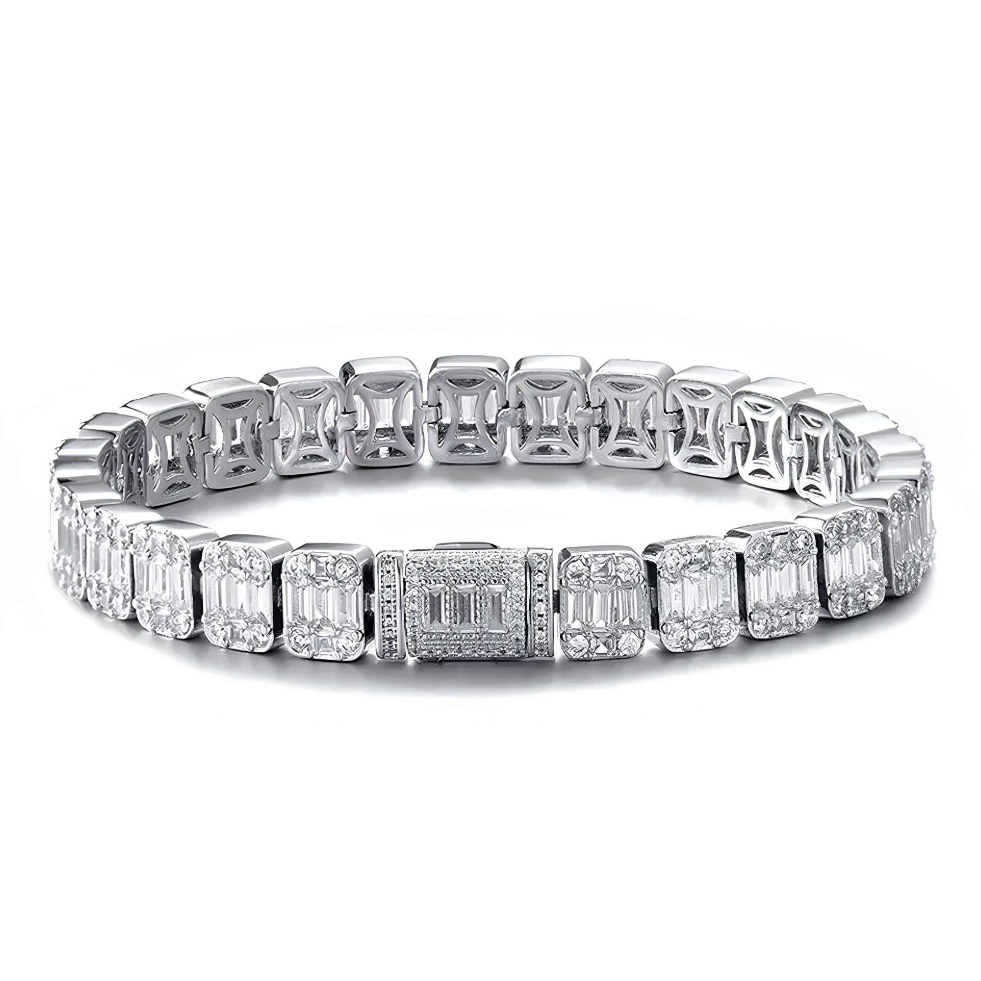 9MM ICED BAGUETTE TENNIS BRACELET - SILVER