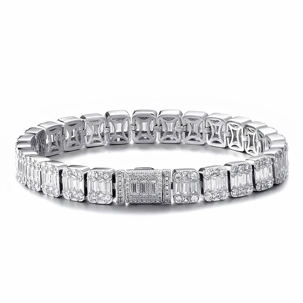 9MM ICED BAGUETTE TENNIS BRACELET - SILVER