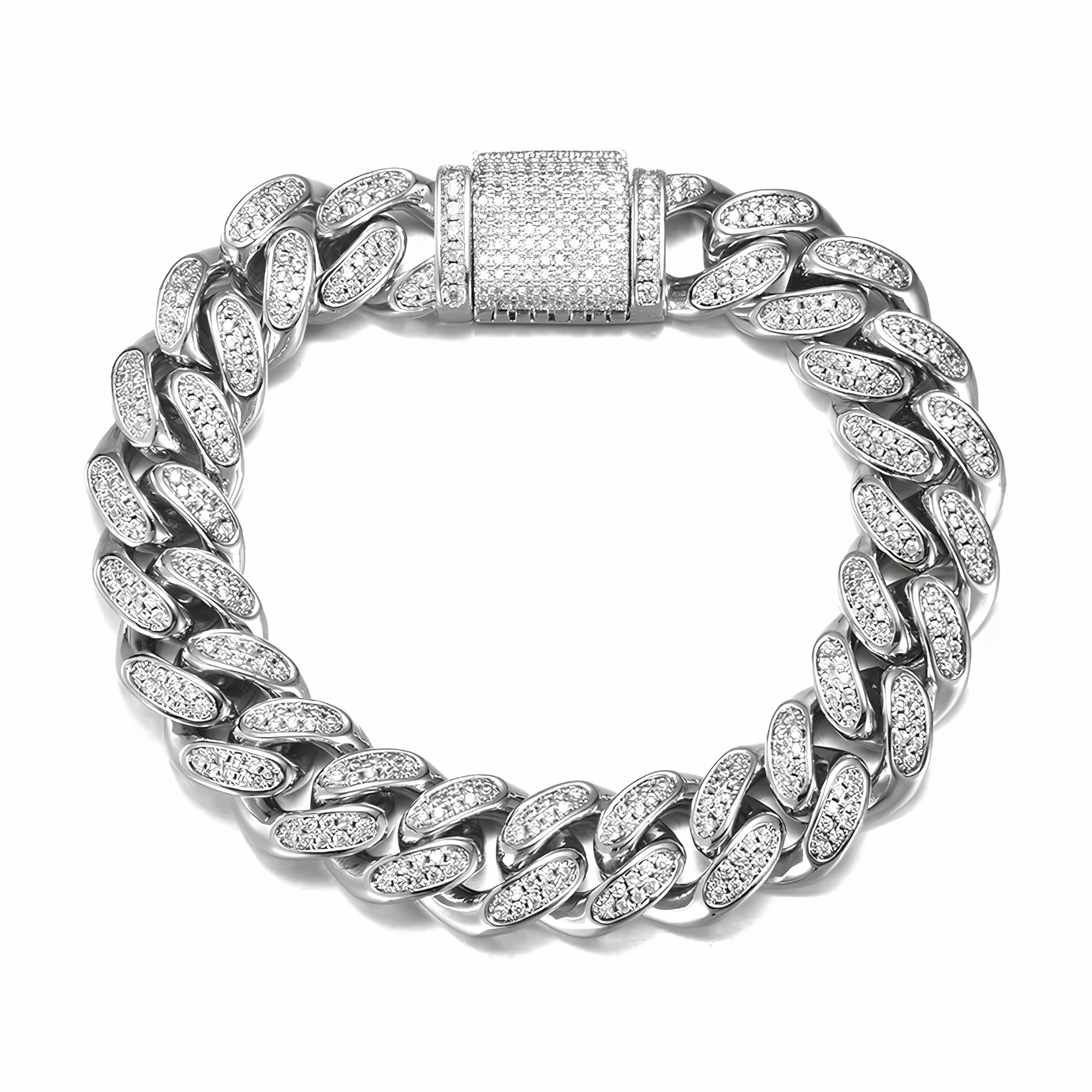 12MM ICED CUBAN LINK BRACELET - SILVER