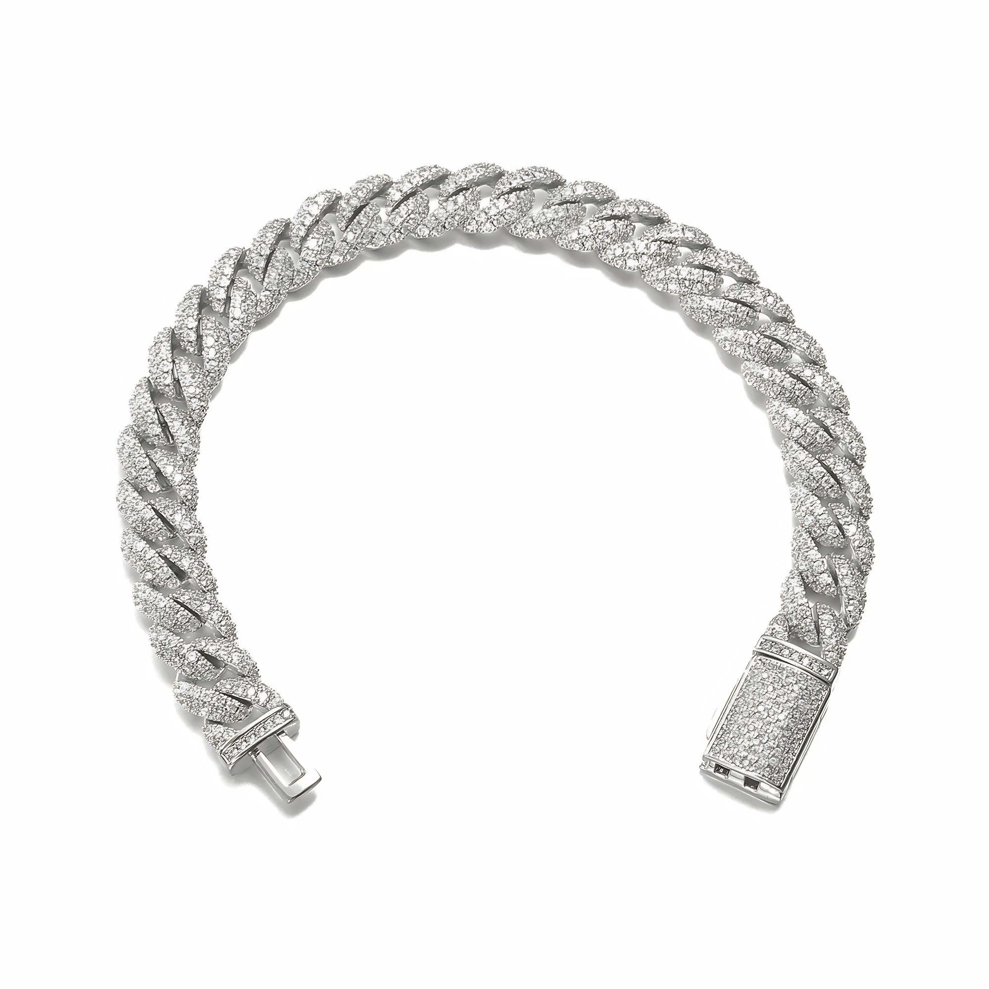 10MM ICED CUBAN LINK BRACELET - SILVER