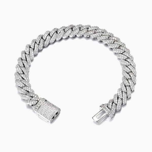 10MM ICED PRONG CUBAN BRACELET - SILVER