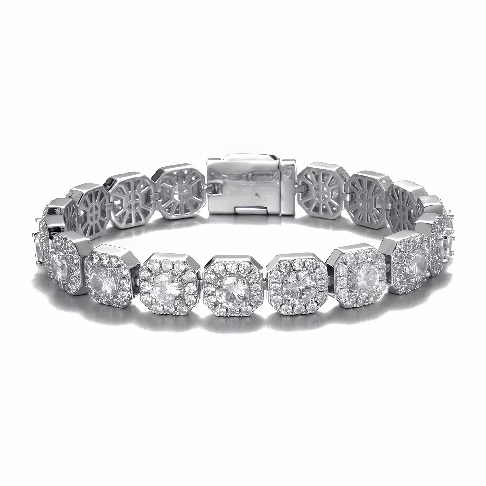 10MM CLUSTERED TENNIS BRACELET - SILVER