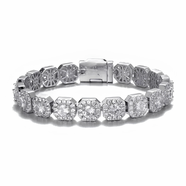 10MM CLUSTERED TENNIS BRACELET - SILVER