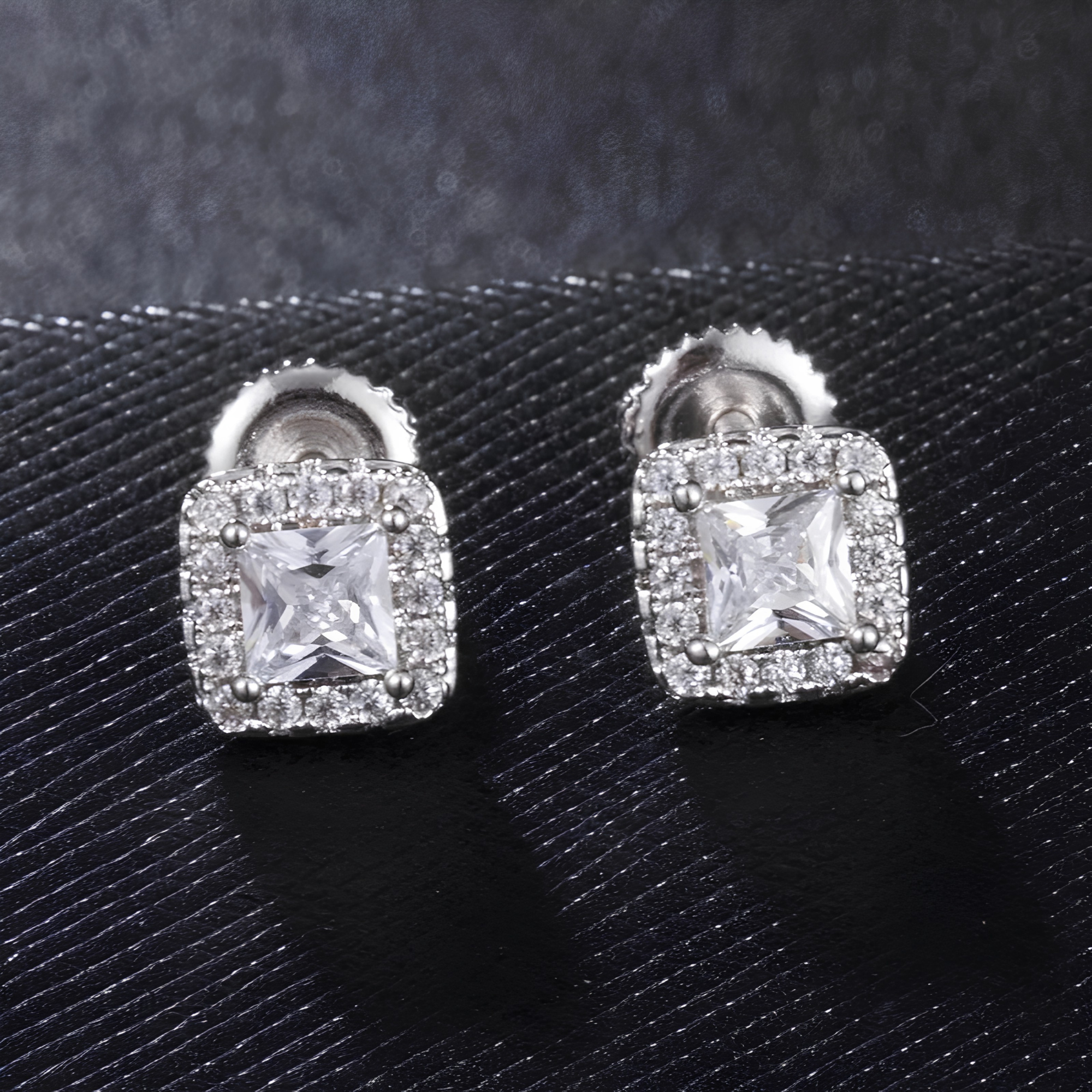 7MM ICED CLUSTER STUD EARRINGS - SILVER