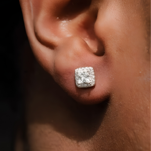 7MM ICED CLUSTER STUD EARRINGS - SILVER