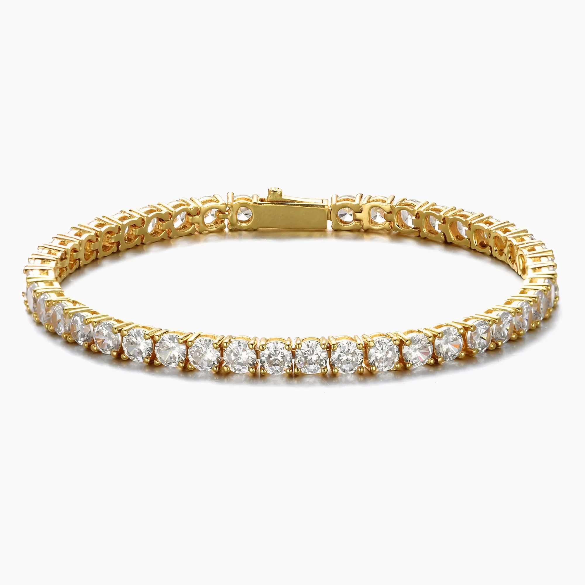 MENS 4MM TENNIS BRACELET - GOLD