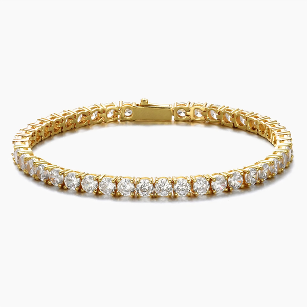 MENS 4MM TENNIS BRACELET - GOLD