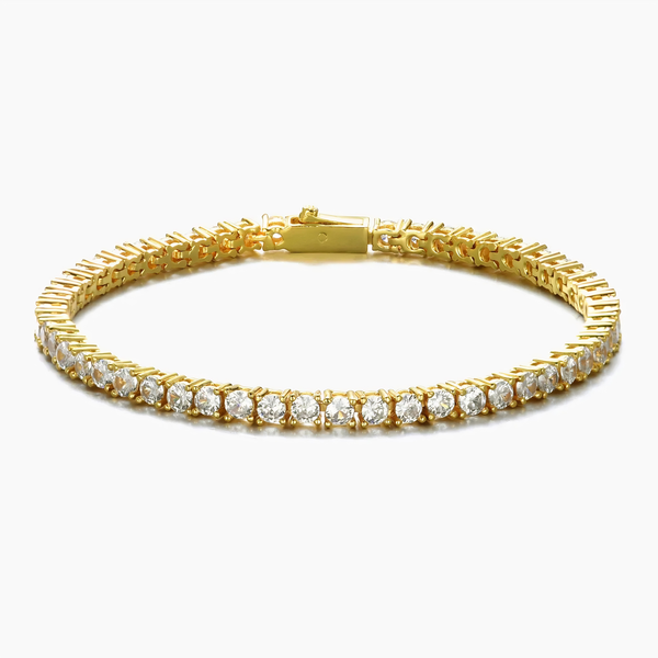 MENS 3MM TENNIS BRACELET - GOLD