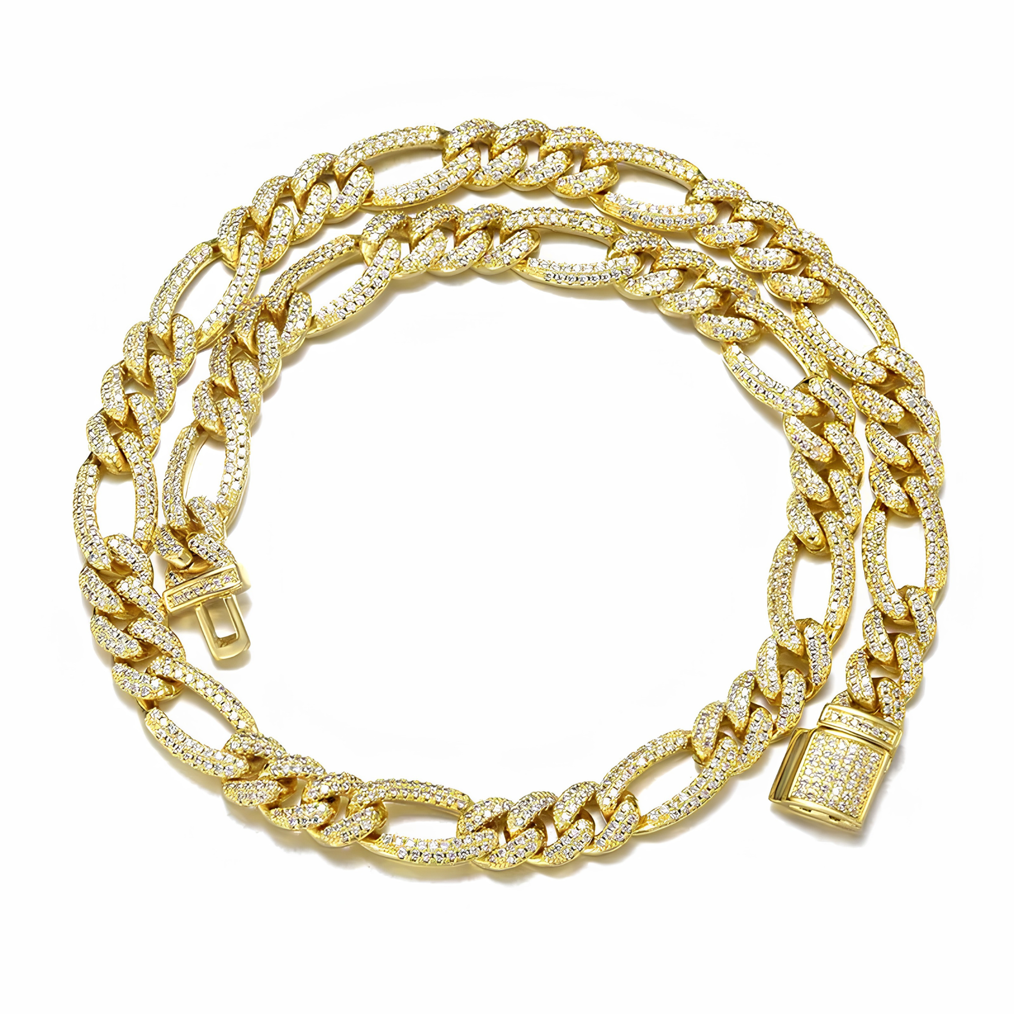 10MM ICED FIGARO CHAIN - GOLD