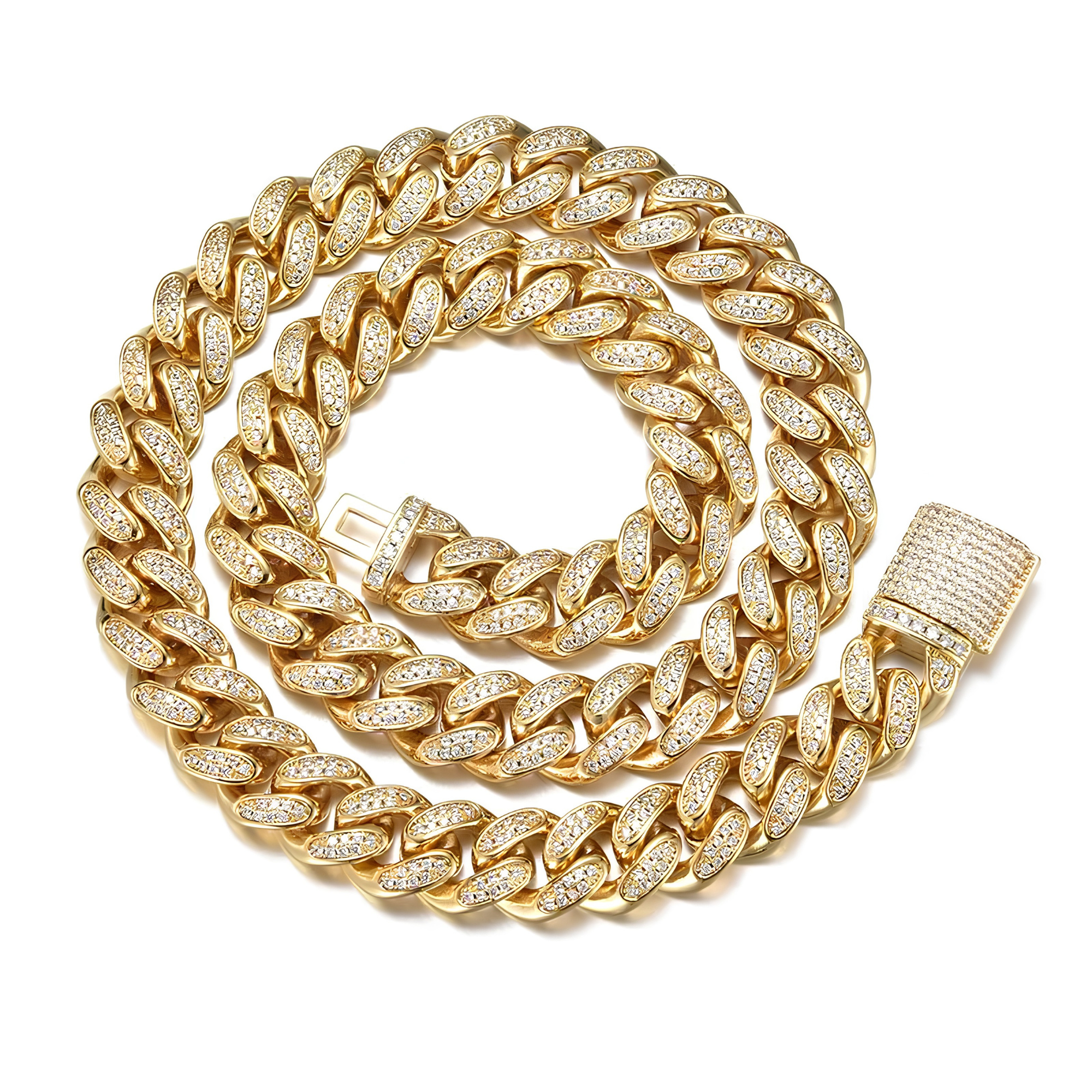 12MM ICED CUBAN LINK CHAIN - GOLD