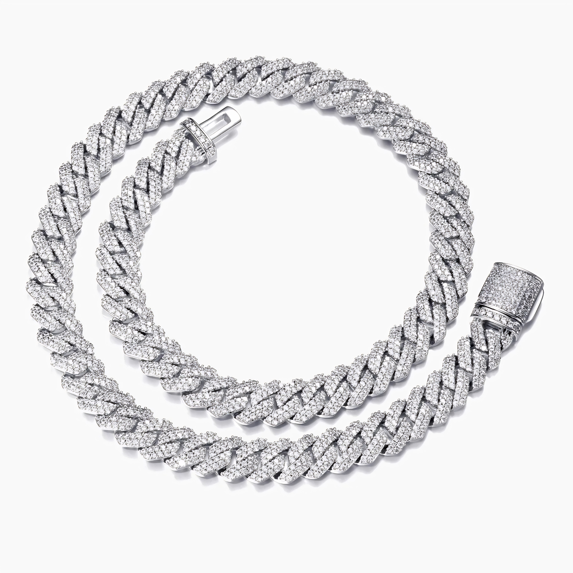 10MM ICED PRONG CUBAN CHAIN - SILVER