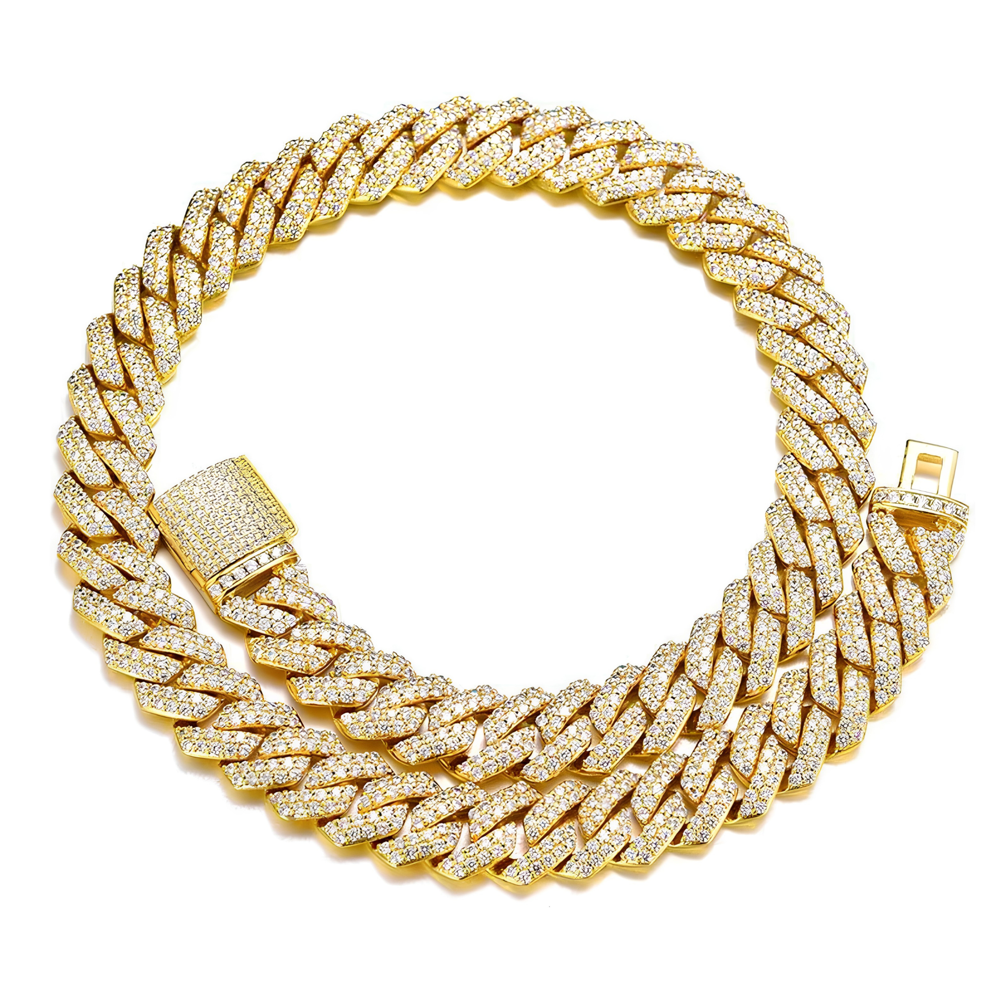 14MM ICED PRONG CUBAN CHAIN - GOLD