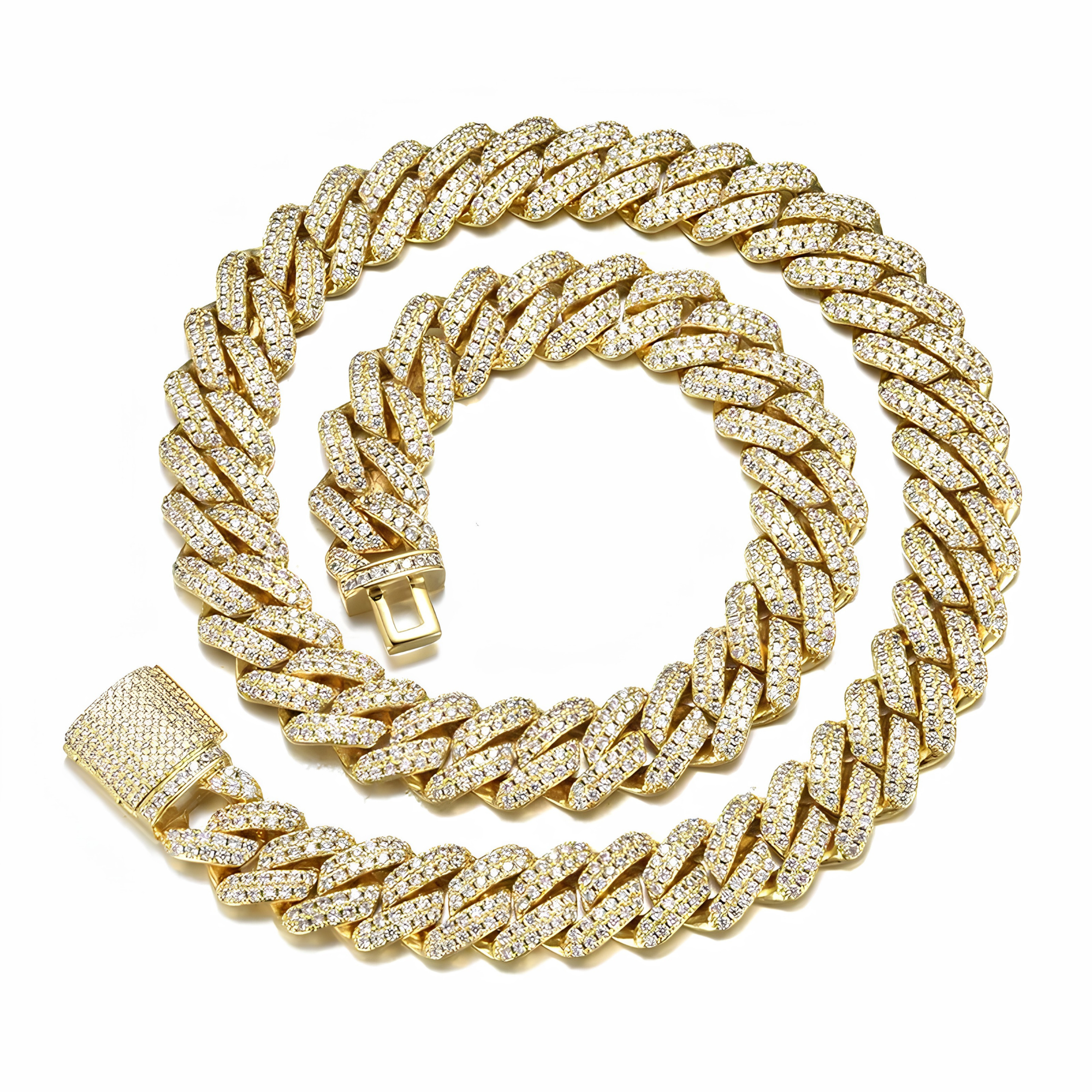 12MM ICED PRONG CUBAN CHAIN - GOLD