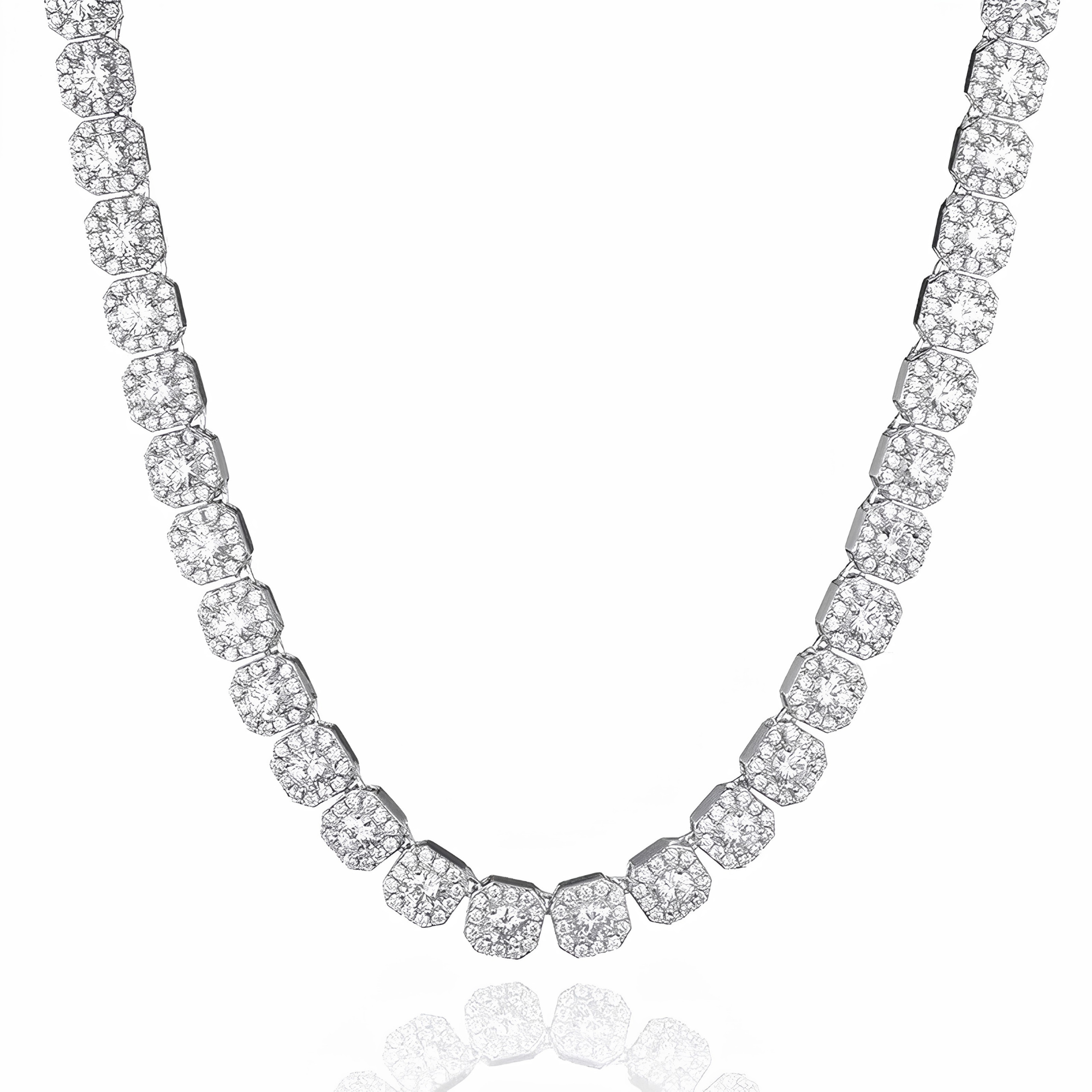 10MM CLUSTERED TENNIS CHAIN - SILVER
