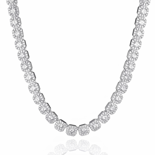 10MM CLUSTERED TENNIS CHAIN - SILVER