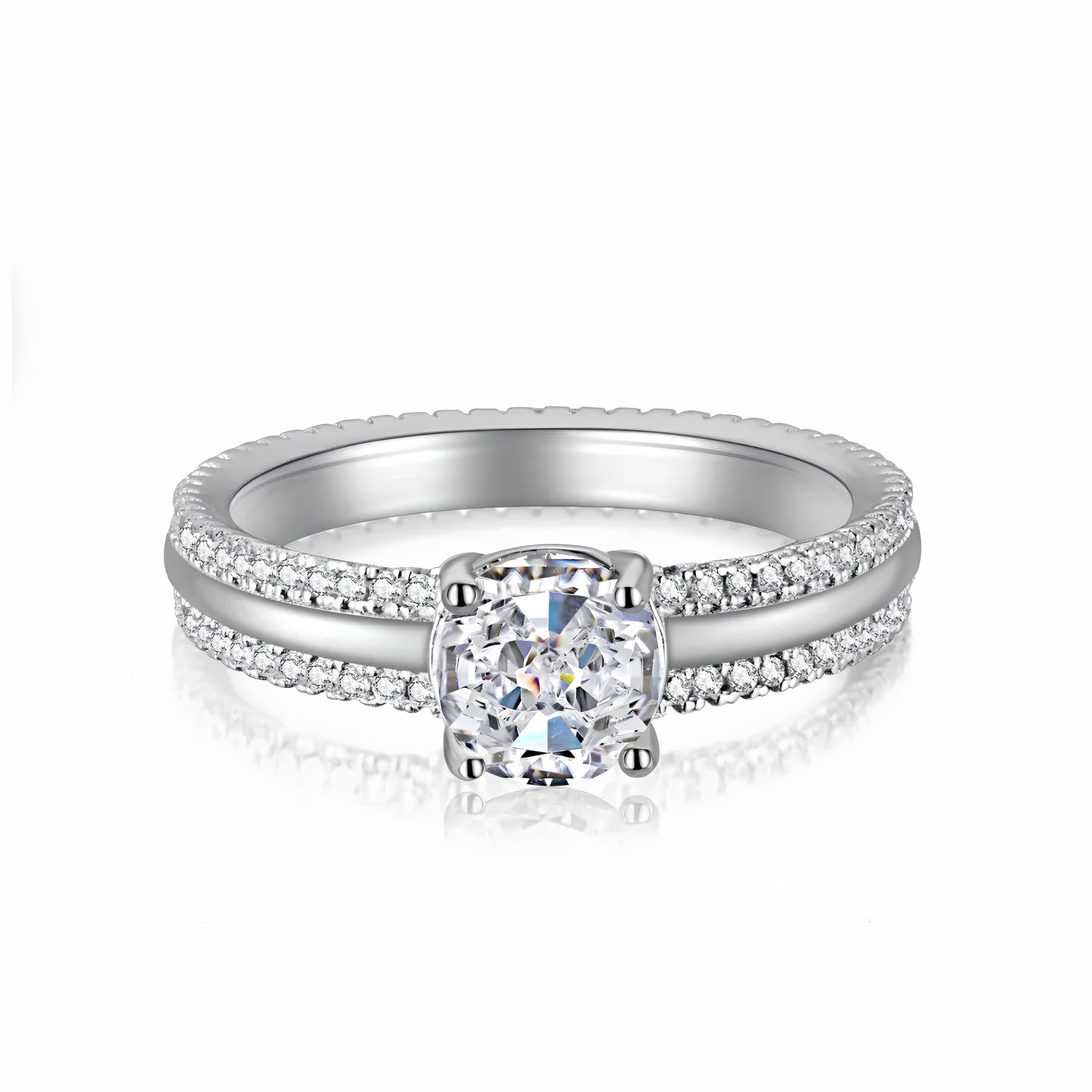 DOUBLE ROW CUSHION CUT PAVÉ RING - 925 STERLING SILVER