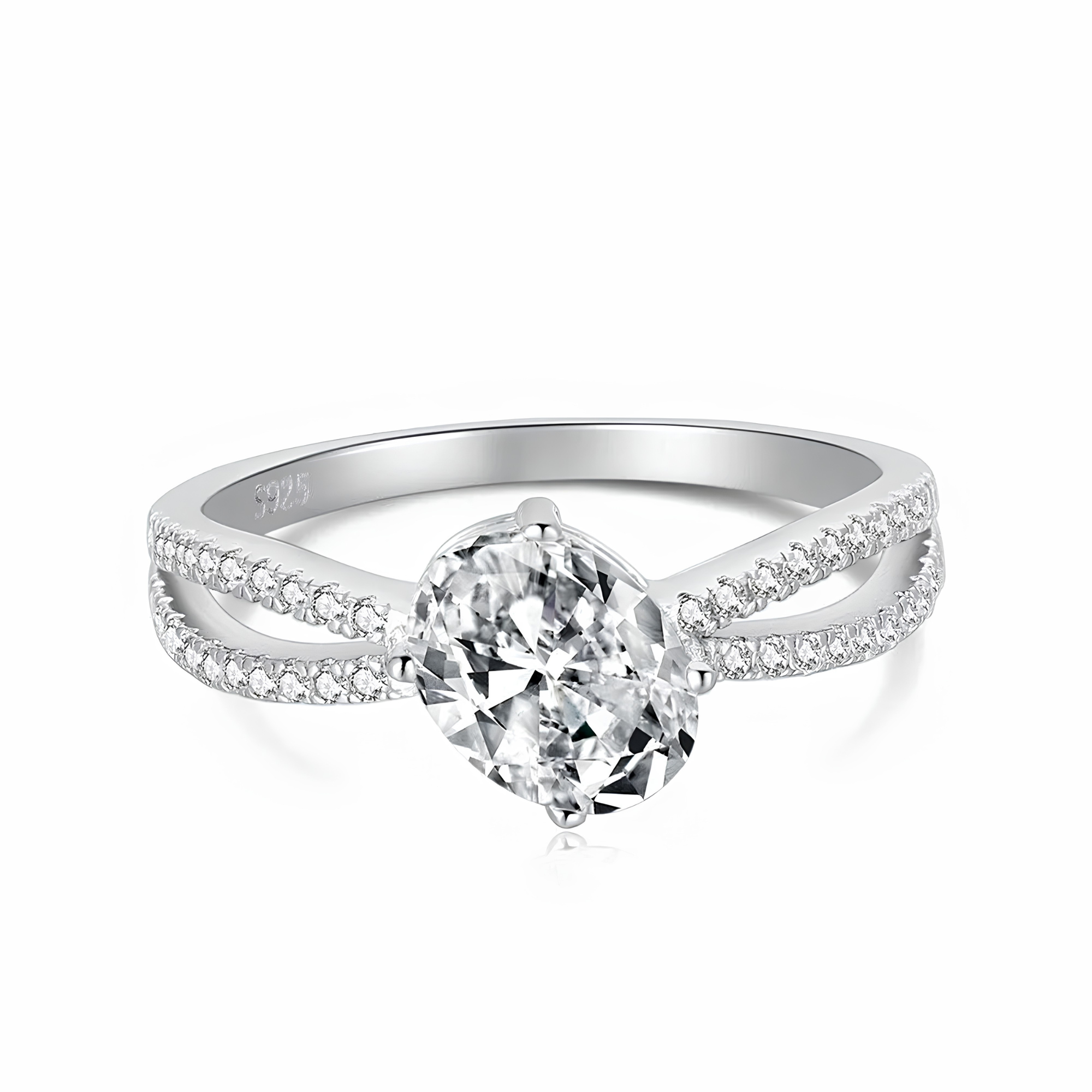 OVAL SPLIT SHANK RING - 925 STERLING SILVER