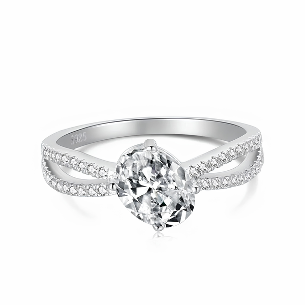 OVAL SPLIT SHANK RING - 925 STERLING SILVER