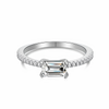 CLEAR EMERALD CUT SOLITAIRE RING - 925 STERLING SILVER