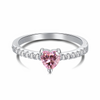 PINK HEART-CUT SOLITAIRE RING - 925 STERLING SILVER