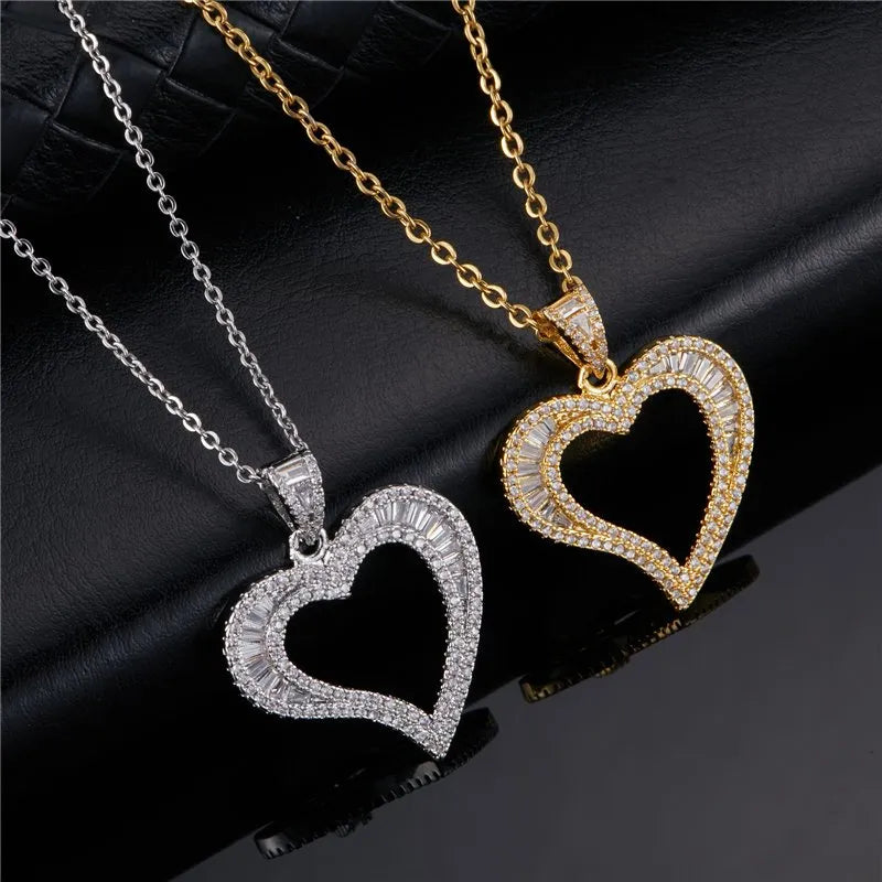ICED OPEN HEART PENDANT - SILVER