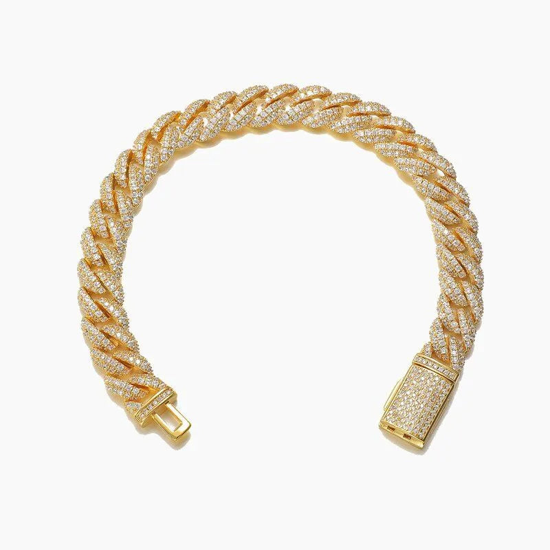 10MM Iced Cuban Link Bracelet - Gold