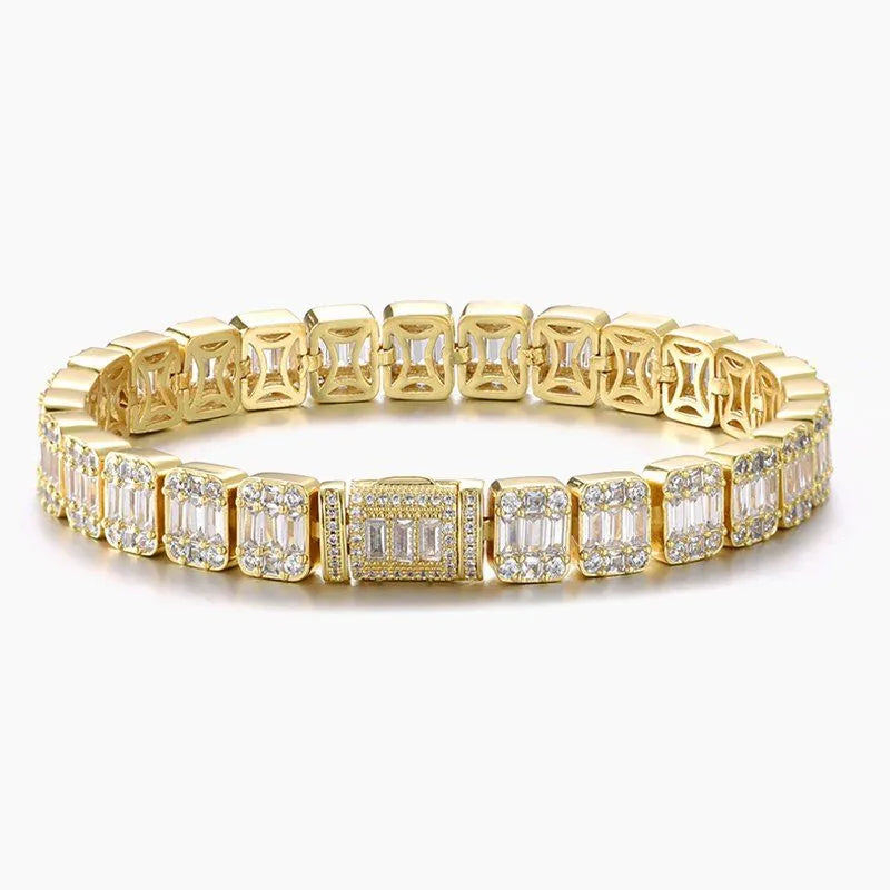 9MM Square Baguette Tennis Bracelet - Gold