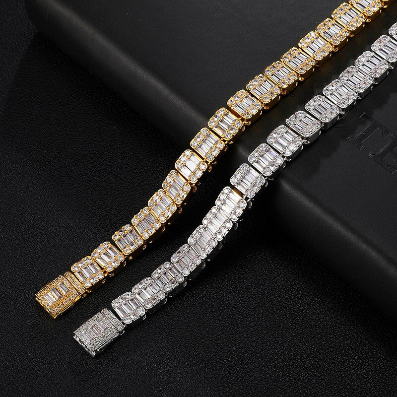 9MM Square Baguette Tennis Bracelet - Gold