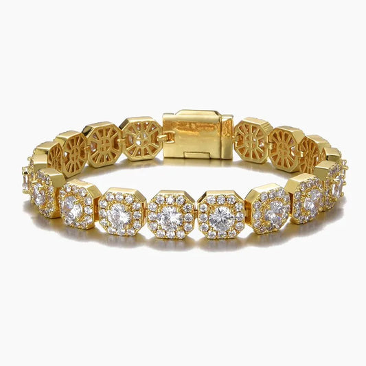 10MM Clustered Tennis Bracelet - Gold