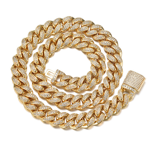 10MM Iced Cuban Link Chain - Gold