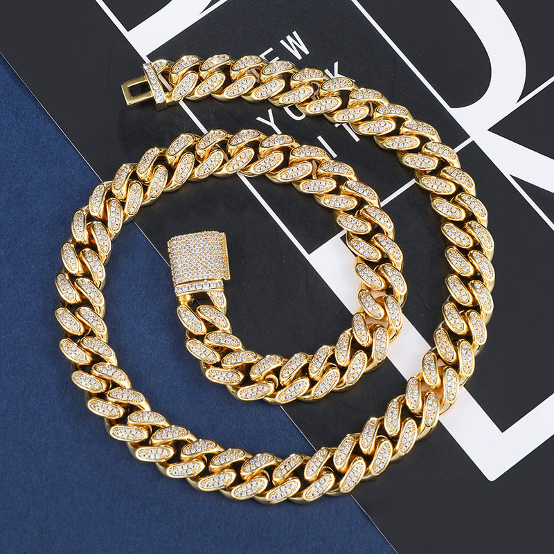 10MM Iced Cuban Link Chain - Gold