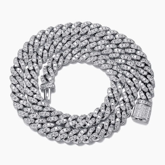 10MM Iced Cuban Link Chain - White Gold