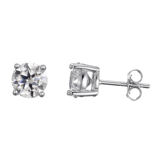 5MM Round Cut Stud Earrings - White Gold