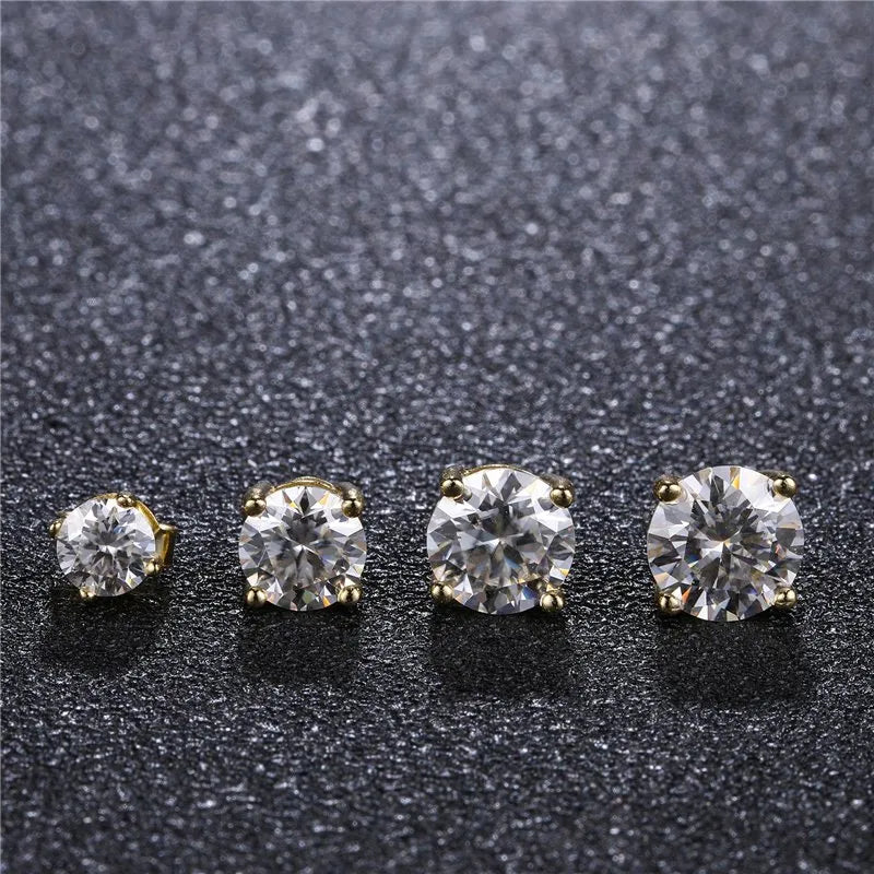 6.5MM Round Cut Stud Earrings - Gold