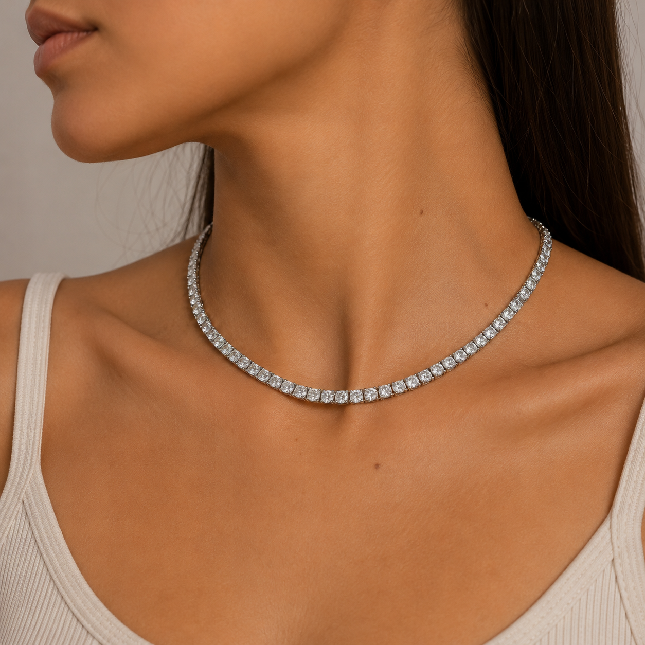 WOMENS 4MM TENNIS CHAIN - SILVER
