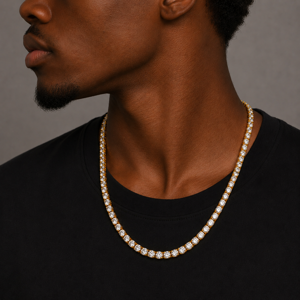 MENS 5MM TENNIS CHAIN - GOLD