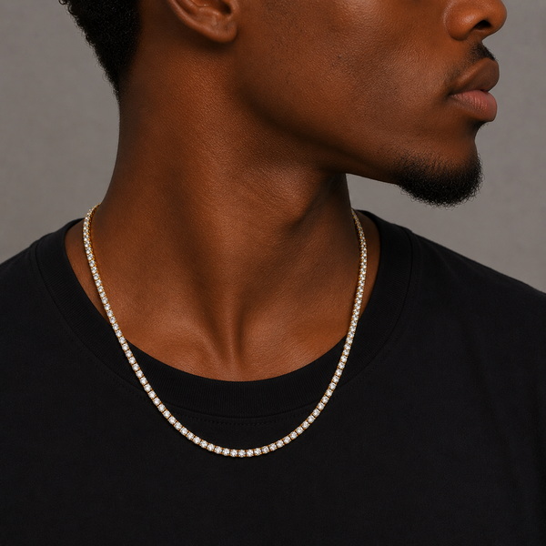 MENS 3MM TENNIS CHAIN - GOLD