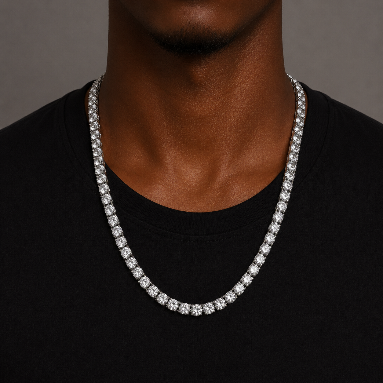 MENS 5MM TENNIS CHAIN - SILVER