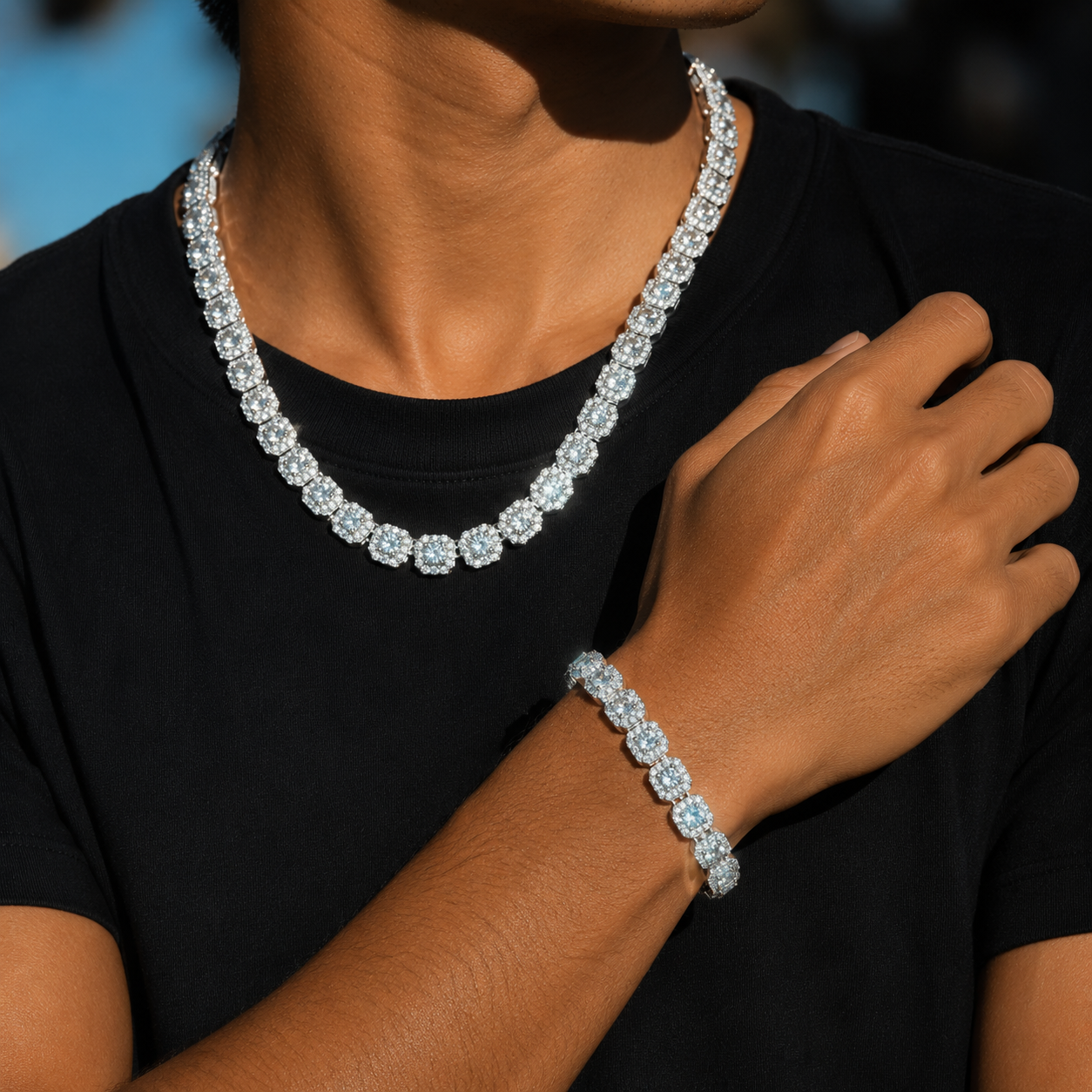 10MM CLUSTERED TENNIS SET - SILVER