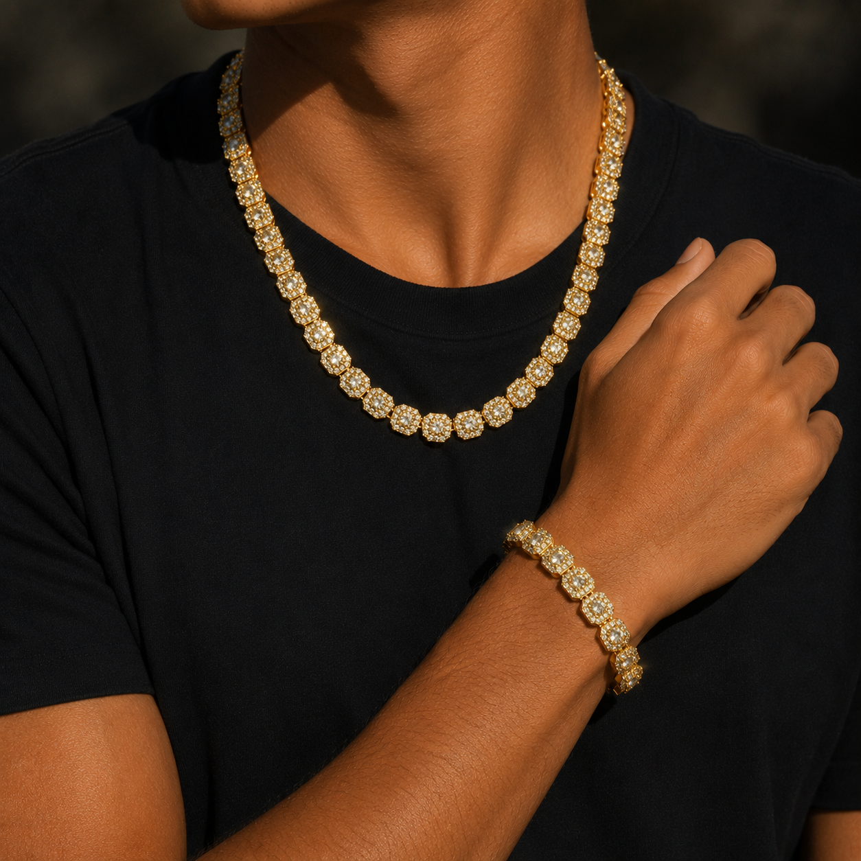 10MM CLUSTERED TENNIS SET - GOLD